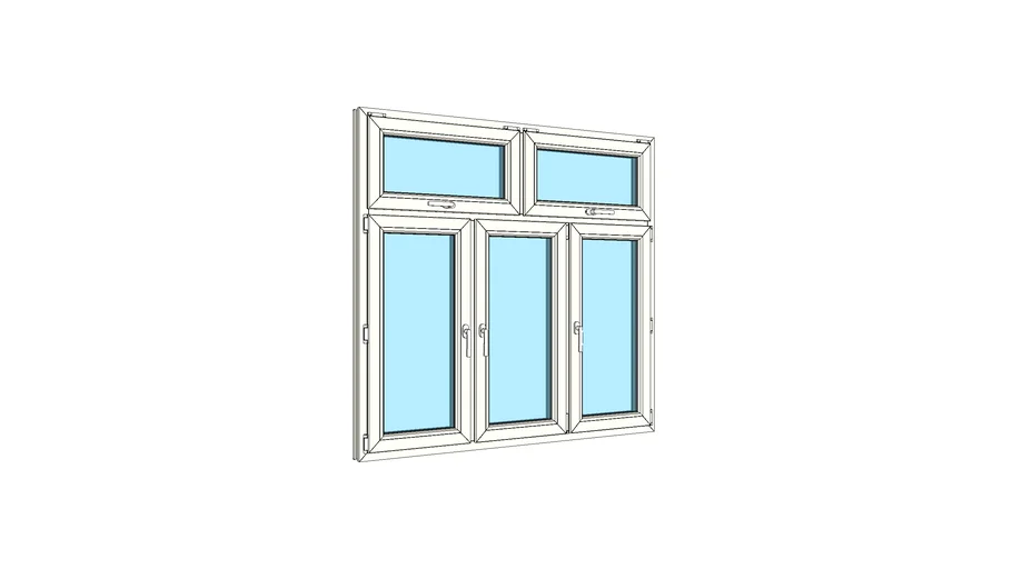 Окно трехстворчатое с двойной верхней фрамугой VEKA Softline 82