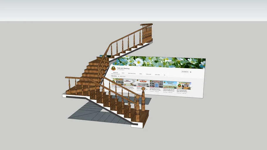 cầu thang , cầu thang bản 3 vế - stairs version 3