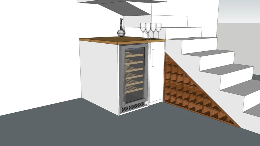Air-conditioned Cellar Cabinet and Cellar Built-in Staircase. | 3D ...