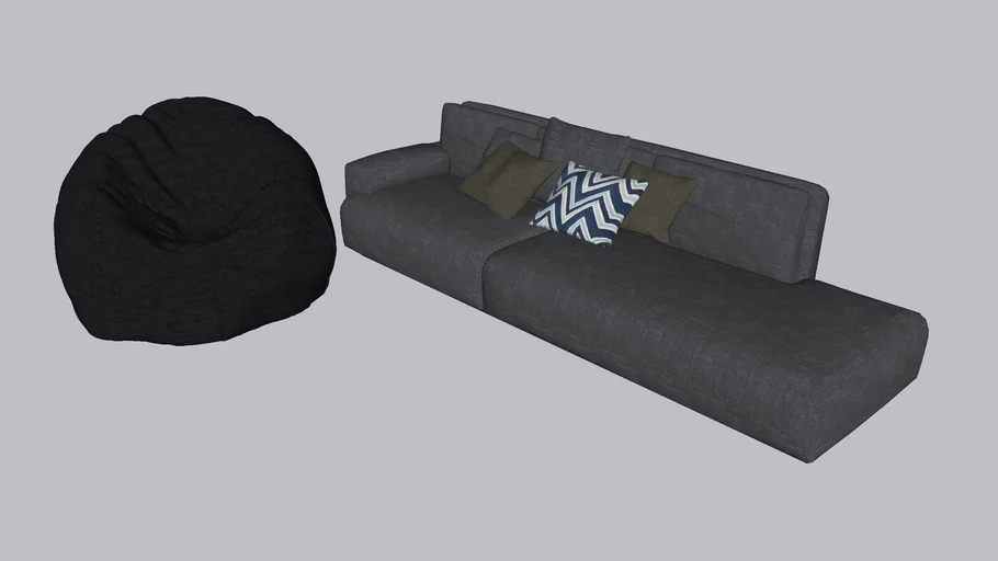 sofa and bean bag