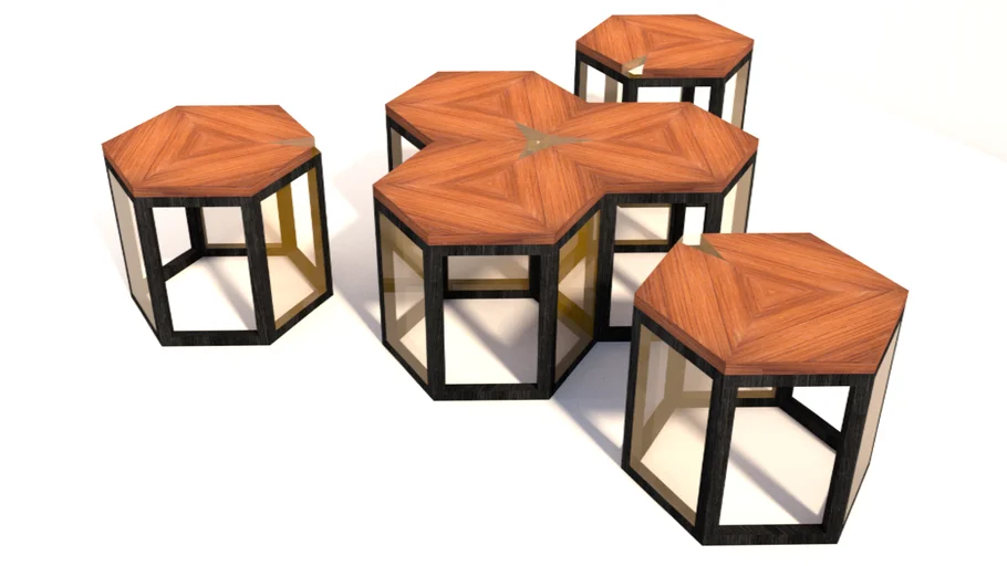 Hexagonal Chairs (Honeycomb) - 3D model at the back of picture