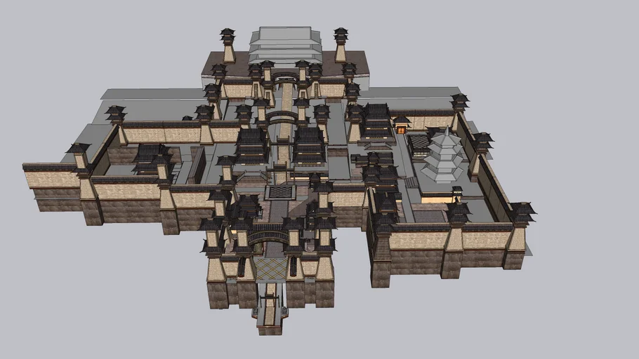 【草图溜溜】汉唐风格古城建筑su模型免费-www.caotu66.com