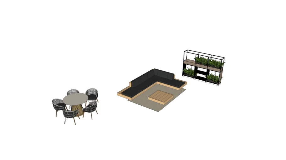 Terrace furniture with lounge and dining table