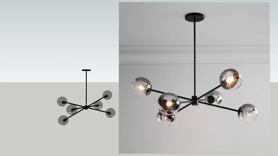 WEST ELM - Staggered Glass 6-Light Chandelier (37) - Metallic Ombre
