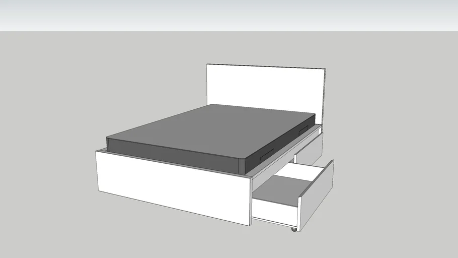 MALM Standard double bed with drawer boxes and HAMARVIK mattres #IKEA