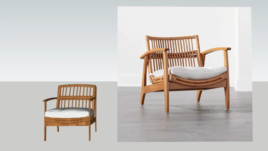 CB2 - NOELIE RATTAN LOUNGE CHAIR WITH WHITE CUSHION