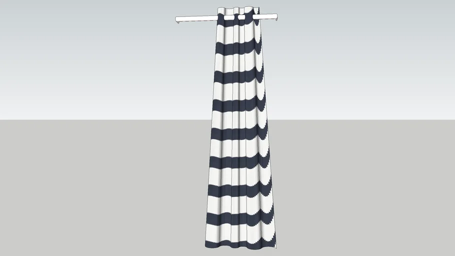 Crate & Barrel Alston Ivory/Blue Striped Curtains 84"
