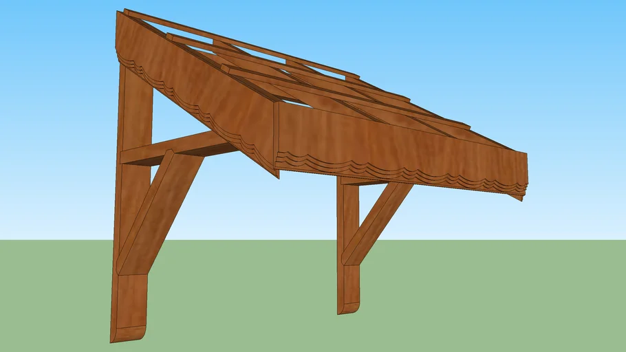 Estrutura de toldo em madeira para telhas
