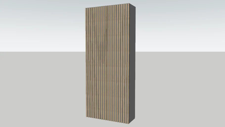 Wooden tall modern cabinet with wooden cladding / slats