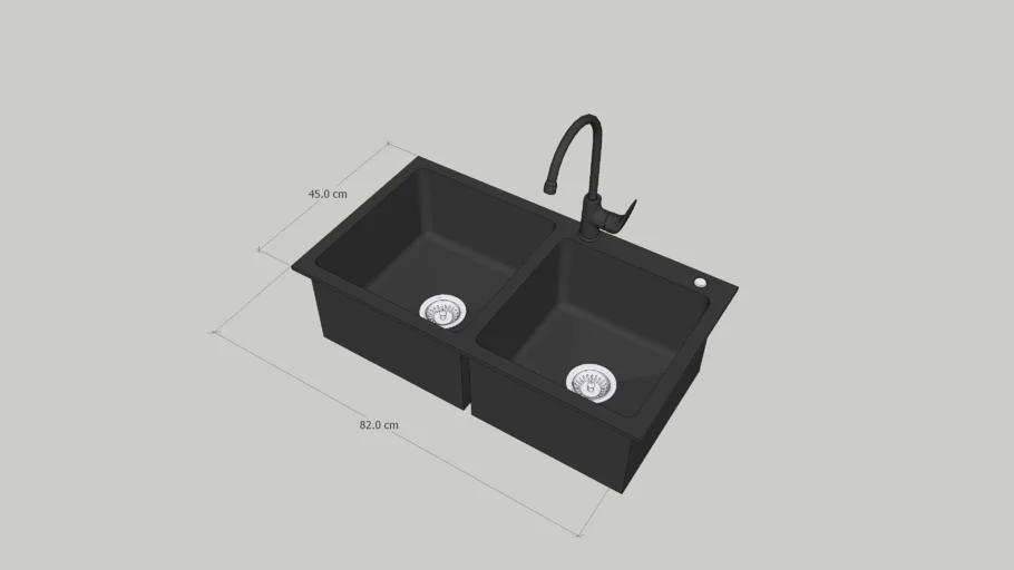KITCHEN SINK/BAK CUCI PIRING 2 LUBANG ONAN 8245 HITAM STAINLESS 304