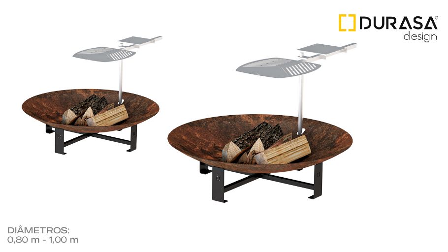 FIRE PIT + GRELHA HOT PLATE - LAREIRA EXTERNA