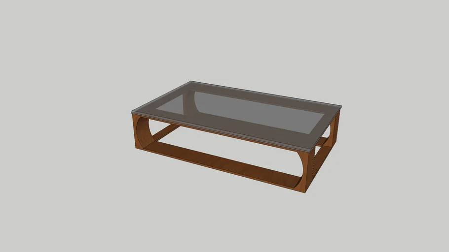 Coffe table. Wood base and glass top