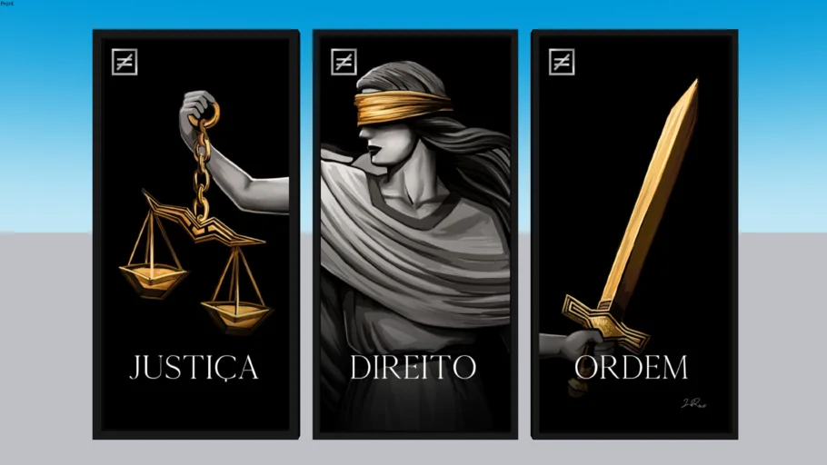 Quadro Justiça, Direito e Ordem 3 peças