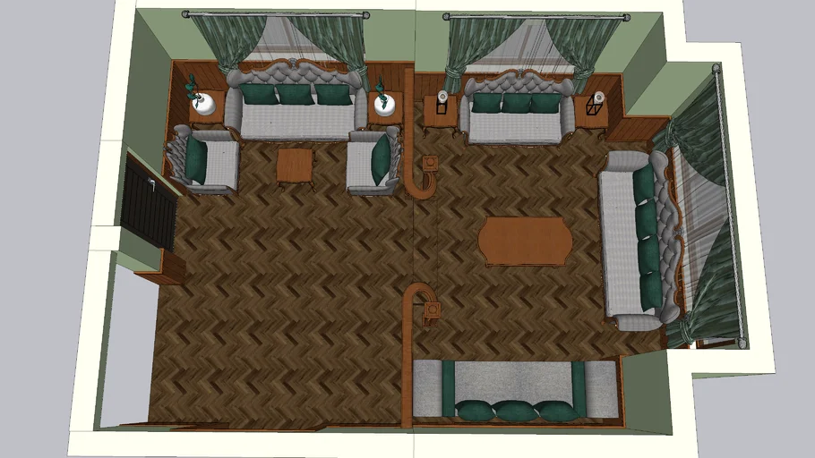 Living Room With fully Wooden Set Design | 3D Warehouse