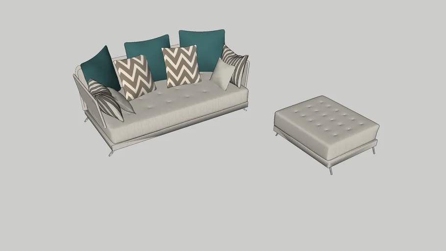 Canapé droit 3 places et pouf PACIFIC - FAMA