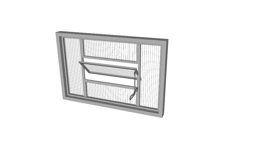 Janela basculante convencional, vidro canelado - (40cmX60cmX4cm)