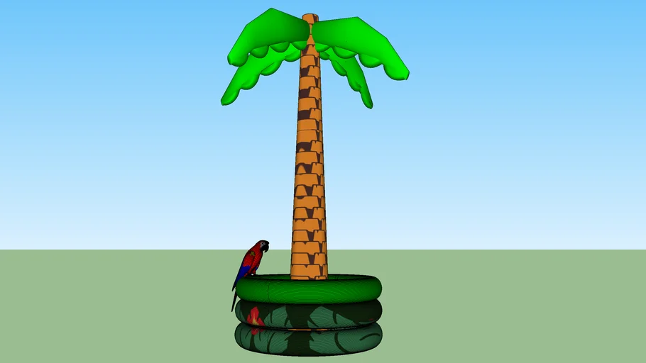 Inflatable Palm Tree With Parrot Cooler Ice Bucket Christmas Decoration