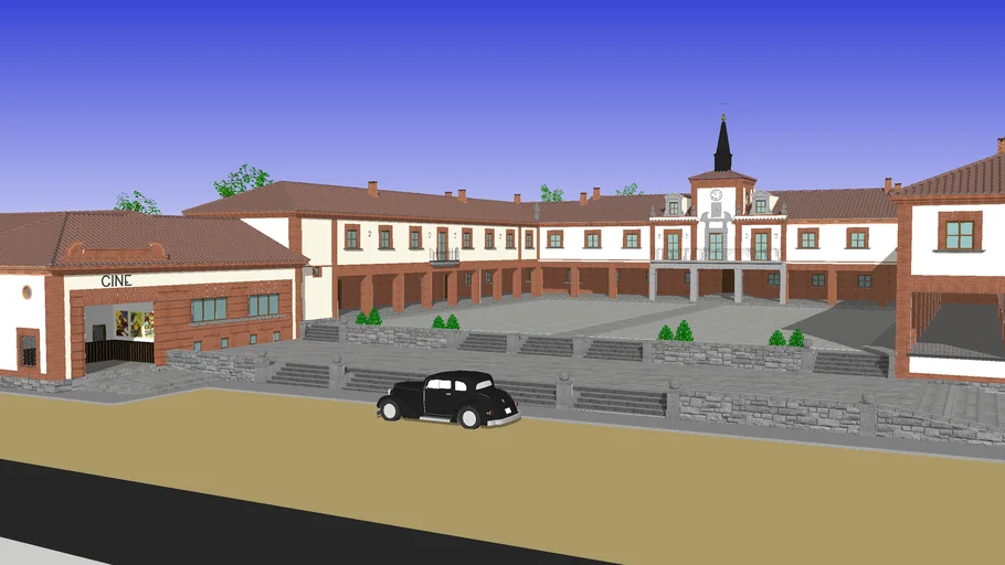 Ayuntamiento y Plaza Mayor (Las Rozas de Madrid, estado original, 1948, España)