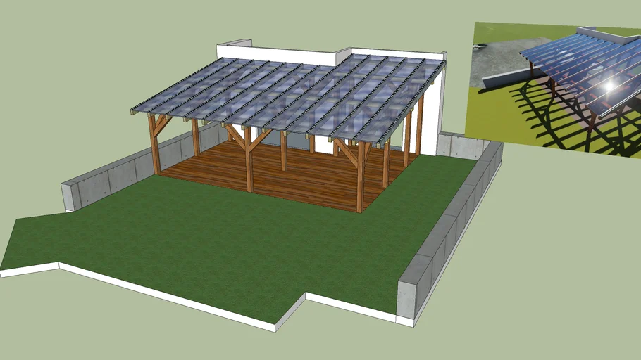 Pergola structure with glass