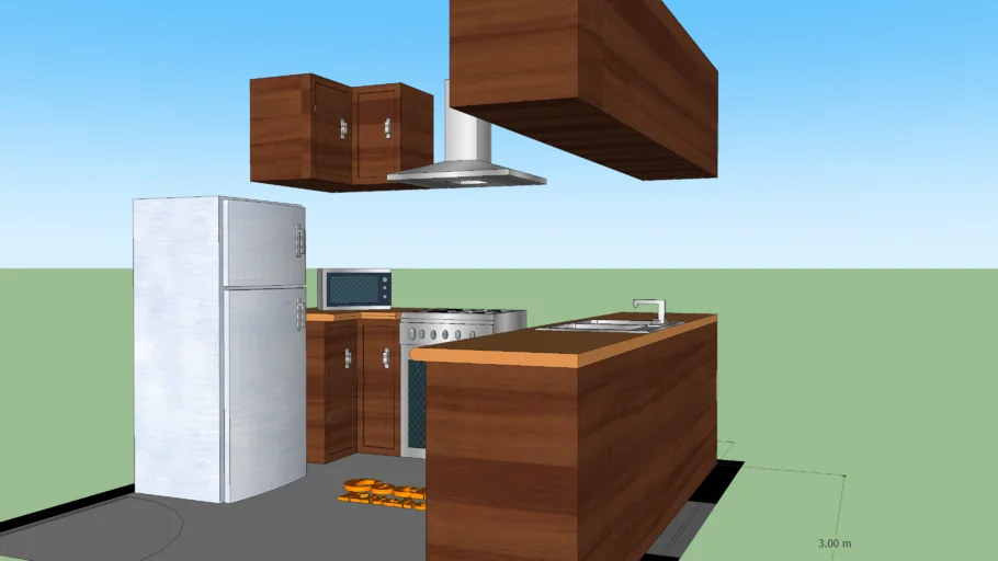 Muebles de Cocina Negra A2 (Black Kitchen) 3x3