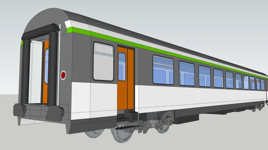 voiture corail VTU SNCF 2eme classe origine , modèle de volume sans sieges faute de plans 