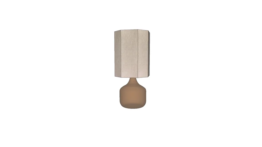 Glazen tafellamp bruin met hexagon linnen lampenkap hkliving bepurehome