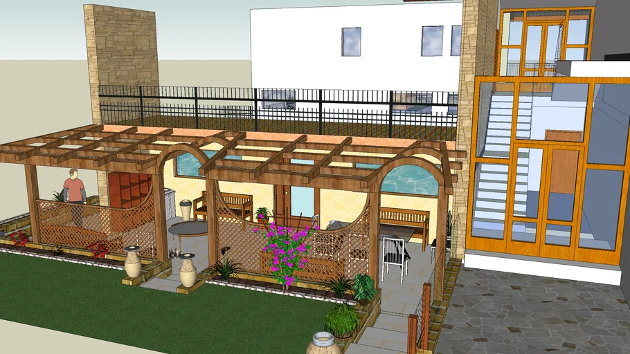 Pergolato con grigliato in legno  --  Pergola with wooden grating  --   Pérgola con reja de madera 