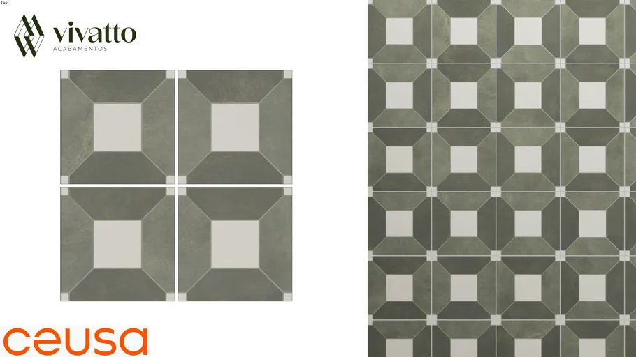 Ladrilho Retrô GN NAT 20x20cm - Ceusa Porcelanato