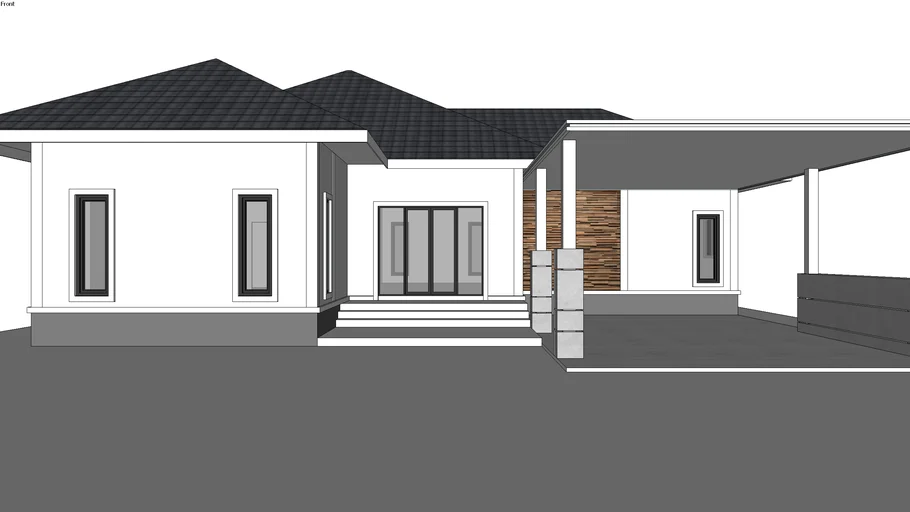 แบบบ้านขาดเล็ก 1 ห้องนอน 2 ห้องน้ำ พื้นที่ 140 ตร.ม. ภายในตกแต่งมินิมอล ออกเเบบโดย : Boonyatit Phiny