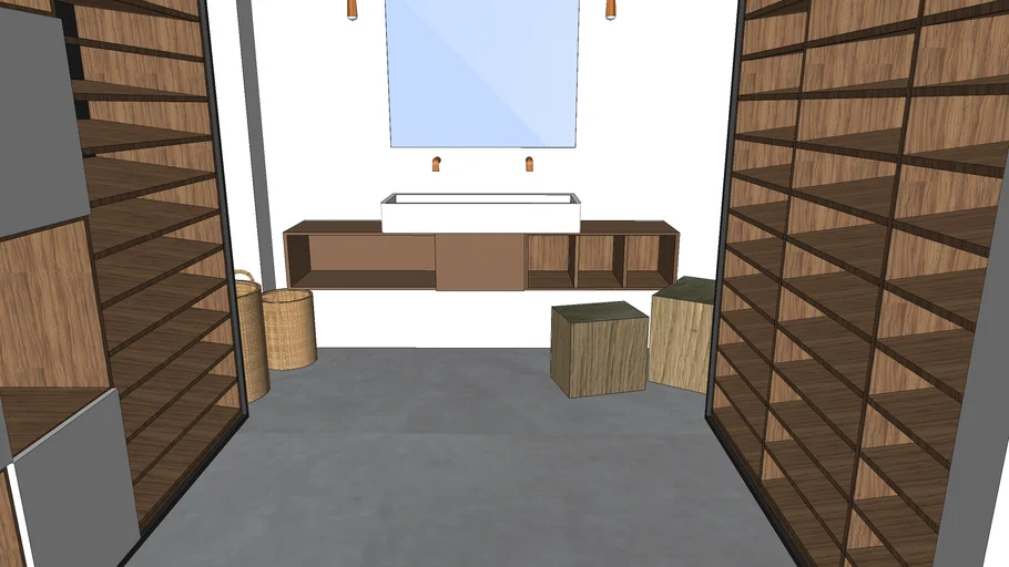 Salle de bain et présentoire échantillons showroom