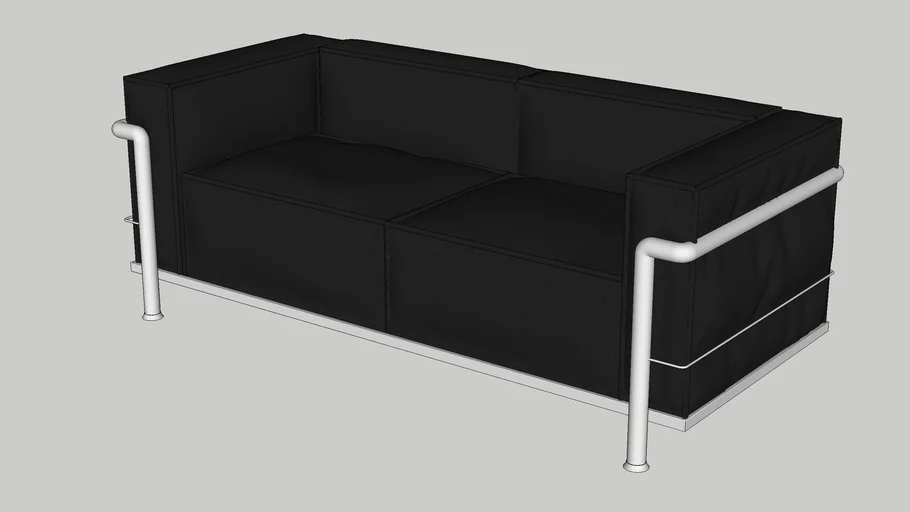 DWR LC3 Grand Modele Three-Seat Sofa with Down Cushions Black