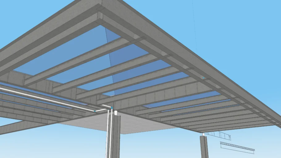 DETALLE PERGOLA METAL CON BAJADAS PLUVIALES