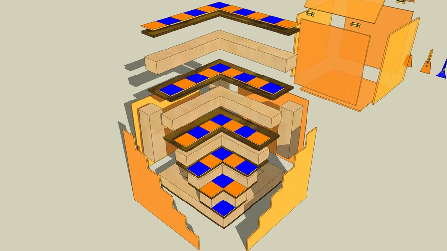 Exploded view of chess board