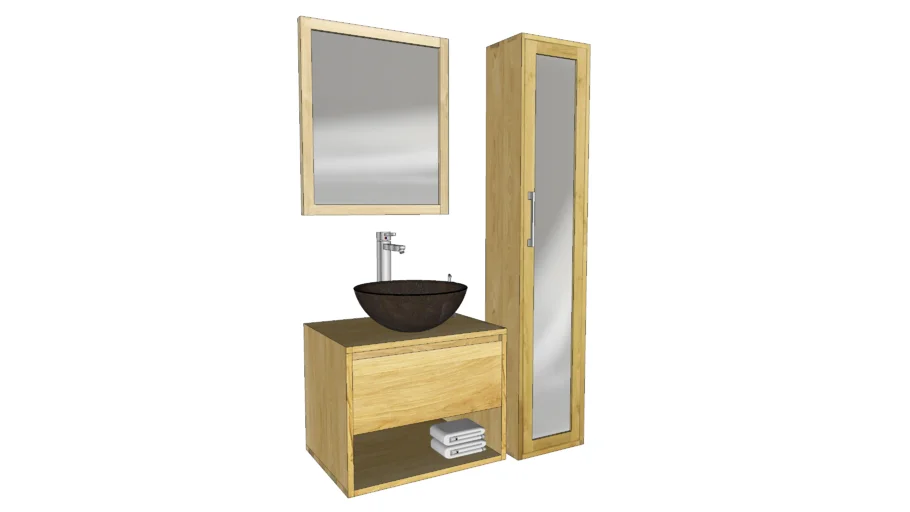 Meuble sous-vasque en teck BEL060 (L:60cm) - collection BELON