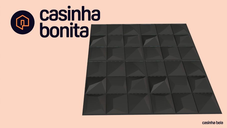 Placa 3D Tóquio Dark Auto Adesivo 50x50 cm Preto (PL11)