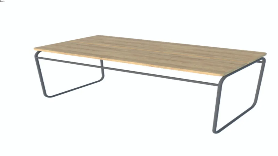 Mesa para exterior en caño y madera.
